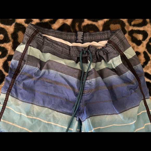 Men’s Blue and Gray Swim Trunks Shorts Bathing Suit Size L Large 🏝 - Picture 3 of 7
